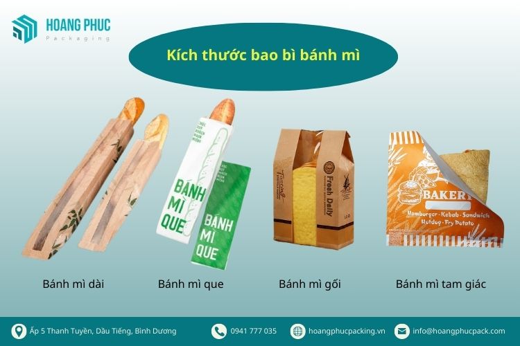 Kích thước bao bì bánh mì