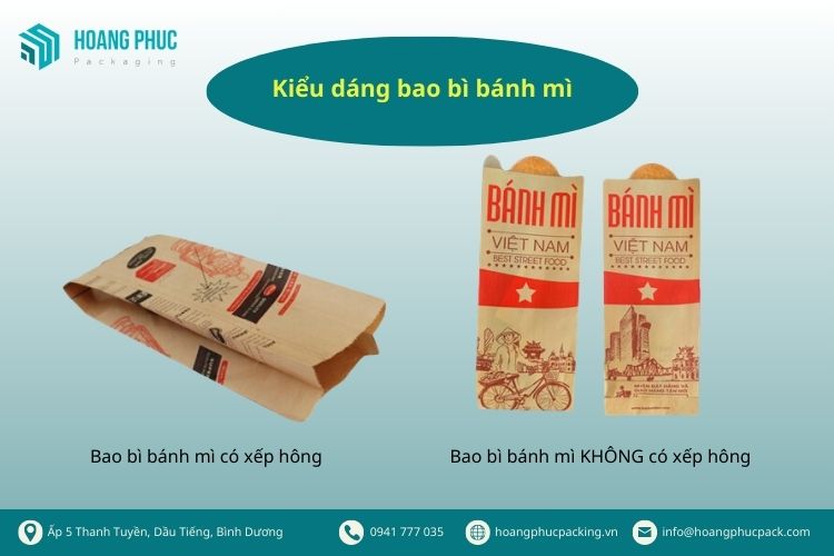 Bao bì bánh mì có xếp hông và bao bì bánh mì không có xếp hông